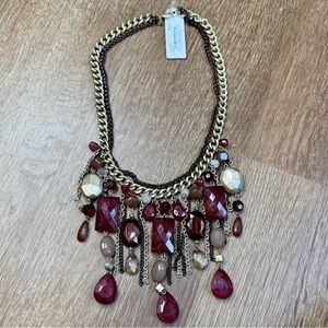 Victor Alfaro Statement Necklace NWT Bib Luxury Costume Jewelry Gunmetal Chains
